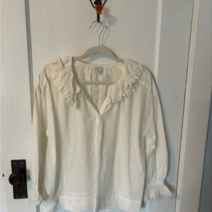 Sundance Cream Eyelet Ruffle Collar Blouse